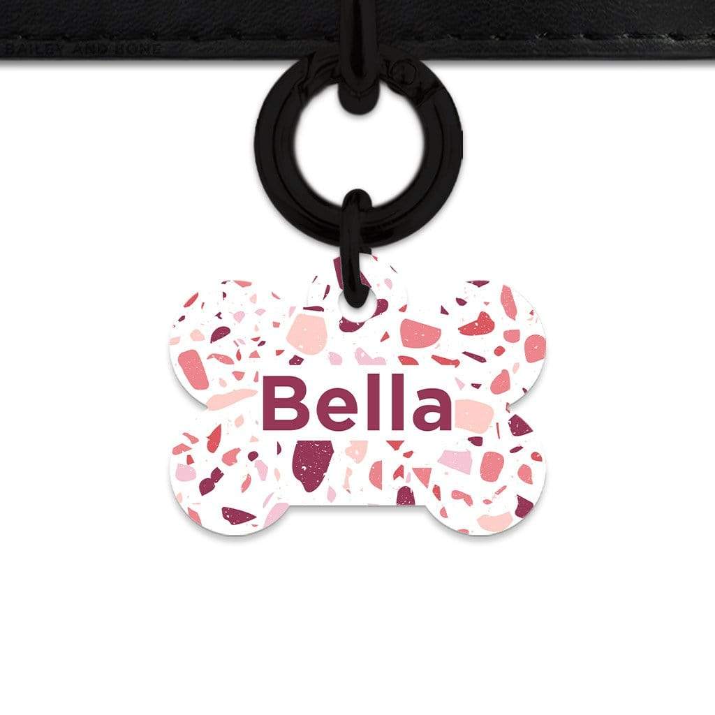 Bailey And Bone Pet Tag Bone / Black Pink And White Terrazzo Pet Tag