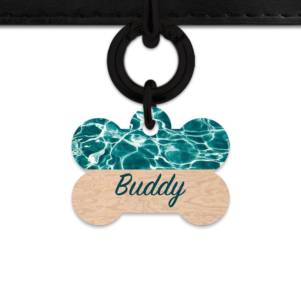 Bailey And Bone Pet Tag Bone / Black Plywood And Water Pet Tag