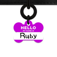 Bailey And Bone Pet Tag Bone / Black Purple Hello My Name Is Pet Tag