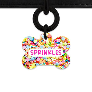 Bailey And Bone Pet Tag Bone / Black Rainbow Sprinkles Pet Tag