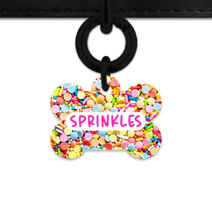 Bailey And Bone Pet Tag Bone / Black Rainbow Sprinkles Pet Tag