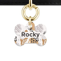 Bailey And Bone Pet Tag Bone / Gold Abstract Safari Pattern Pet Tag