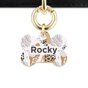 Bailey And Bone Pet Tag Bone / Gold Abstract Safari Pattern Pet Tag