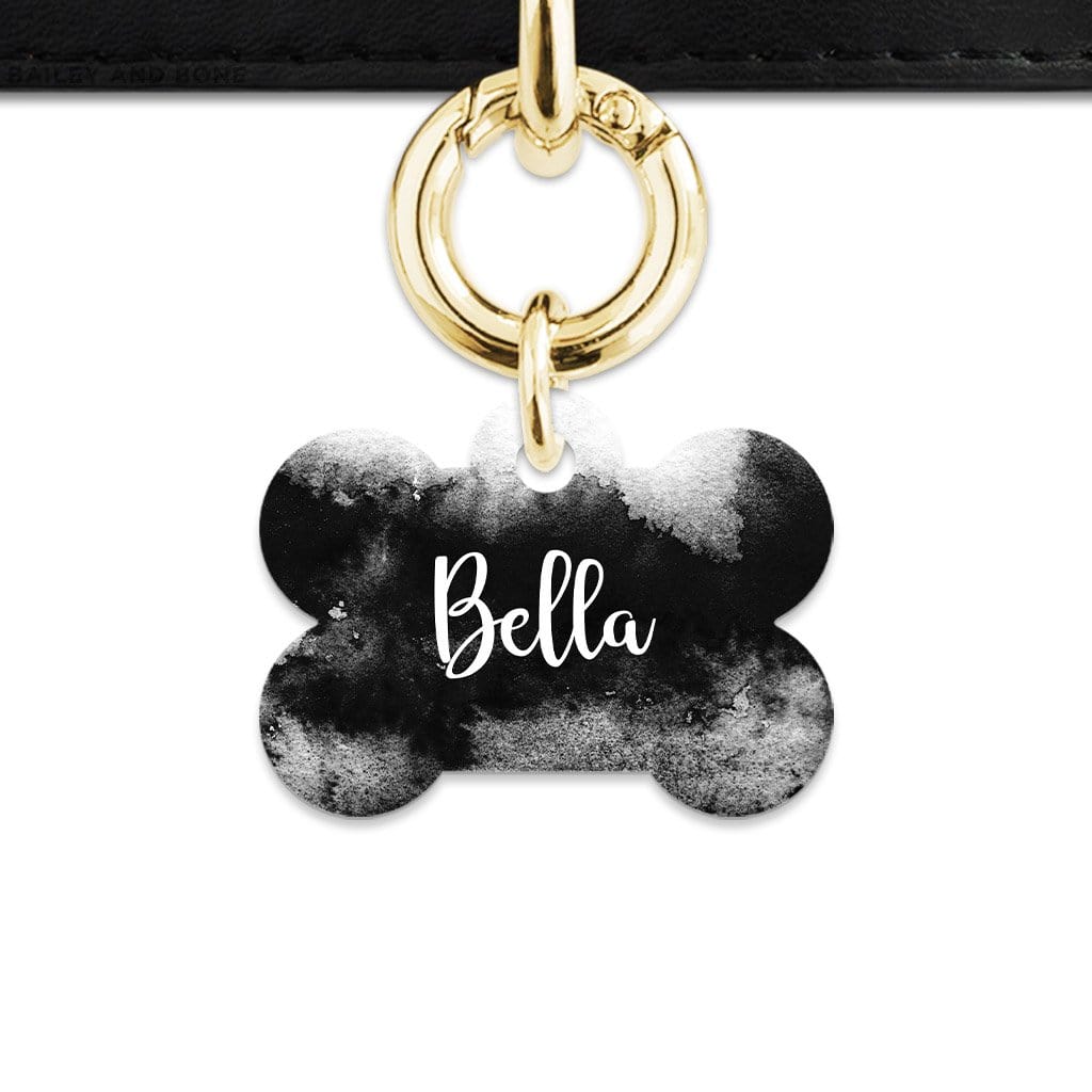 Bailey And Bone Pet Tag Bone / Gold Black And White Ink Marble Pet Tag
