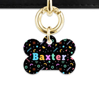 Bailey And Bone Pet Tag Bone / Gold Black Pastel Confetti Pet Tag