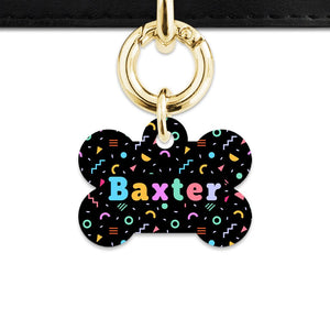 Bailey And Bone Pet Tag Bone / Gold Black Pastel Confetti Pet Tag