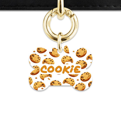 Bailey And Bone Pet Tag Bone / Gold Choc Chip Cookie Pet Tag
