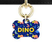 Bailey And Bone Pet Tag Bone / Gold Cute Dinosaur Pattern Pet Tag