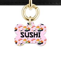 Bailey And Bone Pet Tag Bone / Gold Light Pink Sushi Pattern Pet Tag