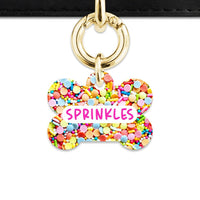 Bailey And Bone Pet Tag Bone / Gold Rainbow Sprinkles Pet Tag