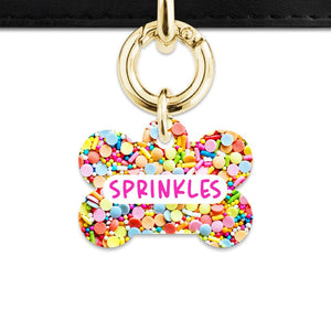 Bailey And Bone Pet Tag Bone / Gold Rainbow Sprinkles Pet Tag