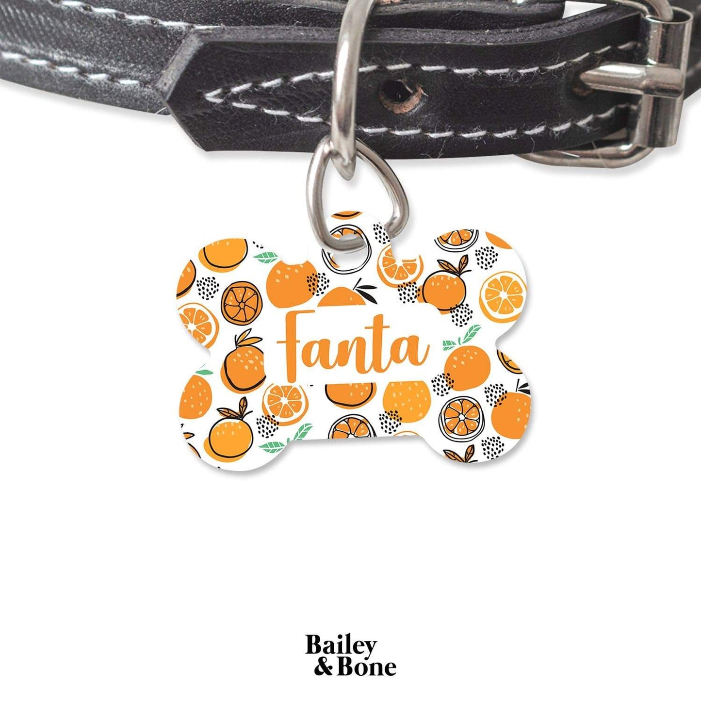 Bailey And Bone Pet Tag Bone Oranges Pattern Pet Tag