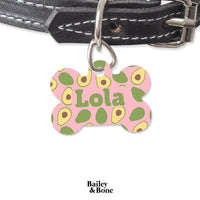 Bailey And Bone Pet Tag Bone Pink Avocados Pet Tag
