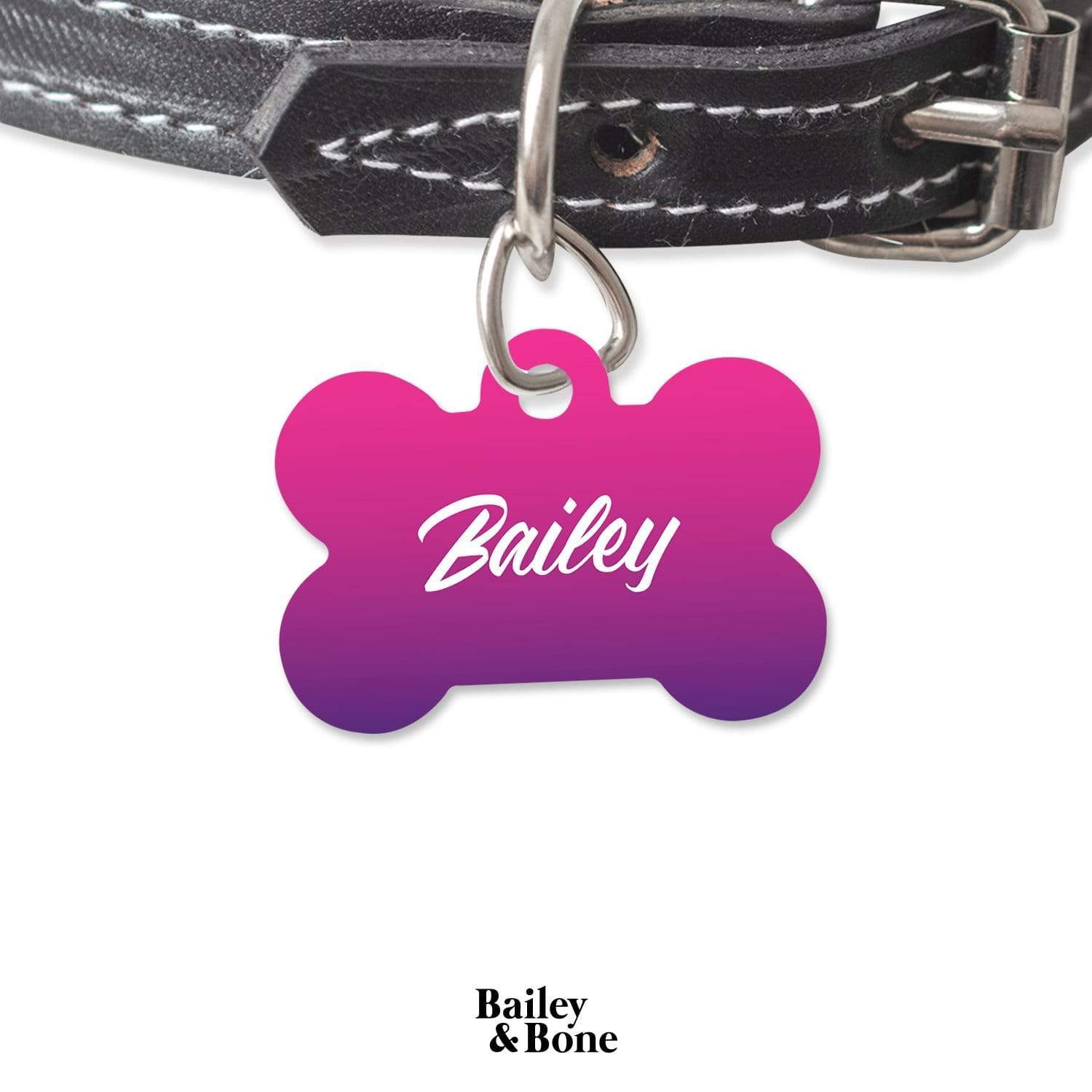 Bailey And Bone Pet Tag Bone Purple Gradient Pet Tag