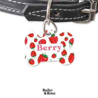 Bailey And Bone Pet Tag Bone Red And White Raspberry Pet Tag