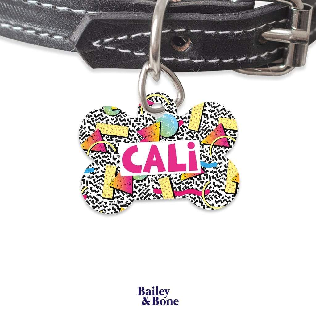 Bailey And Bone Pet Tag Bone Retro Memphis Pattern Pet Tag