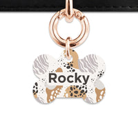 Bailey And Bone Pet Tag Bone / Rose Gold Abstract Safari Pattern Pet Tag