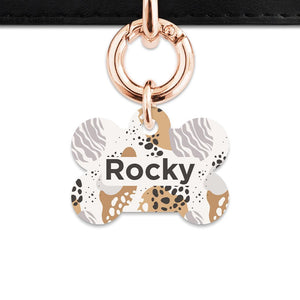 Bailey And Bone Pet Tag Bone / Rose Gold Abstract Safari Pattern Pet Tag