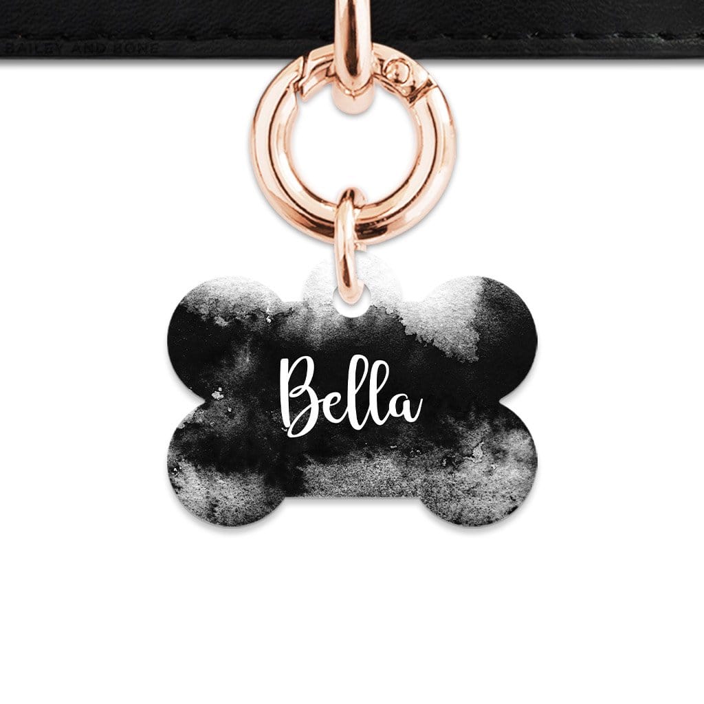 Bailey And Bone Pet Tag Bone / Rose Gold Black And White Ink Marble Pet Tag