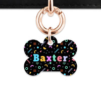 Bailey And Bone Pet Tag Bone / Rose Gold Black Pastel Confetti Pet Tag