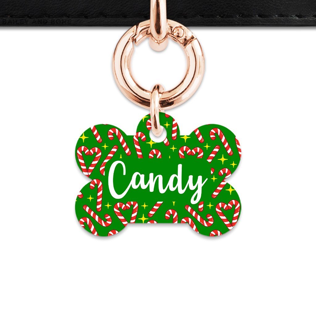 Bailey And Bone Pet Tag Bone / Rose Gold Candy Canes Pet Tag