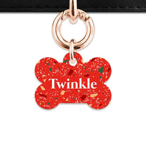Bailey And Bone Pet Tag Bone / Rose Gold Christmas Terrazzo Pet Tag