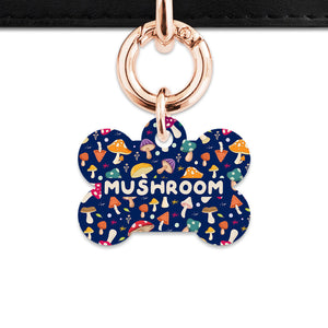 Bailey And Bone Pet Tag Bone / Rose Gold Garden Mushrooms Pet Tag