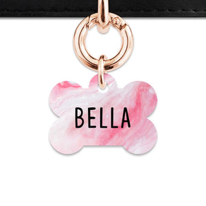 Bailey And Bone Pet Tag Bone / Rose Gold Light Pink Marble Pet Tag