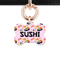 Bailey And Bone Pet Tag Bone / Rose Gold Light Pink Sushi Pattern Pet Tag