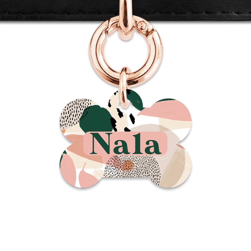 Bailey And Bone Pet Tag Bone / Rose Gold Pastel Abstract Pet Tag