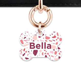 Bailey And Bone Pet Tag Bone / Rose Gold Pink And White Terrazzo Pet Tag