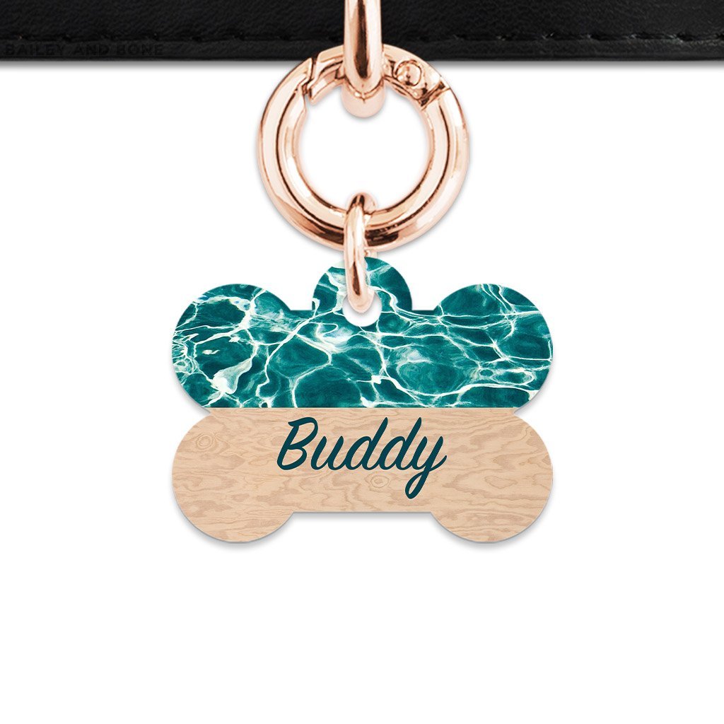 Bailey And Bone Pet Tag Bone / Rose Gold Plywood And Water Pet Tag