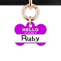 Bailey And Bone Pet Tag Bone / Rose Gold Purple Hello My Name Is Pet Tag