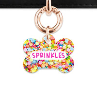 Bailey And Bone Pet Tag Bone / Rose Gold Rainbow Sprinkles Pet Tag