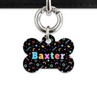 Bailey And Bone Pet Tag Bone / Silver Black Pastel Confetti Pet Tag