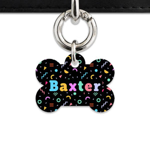 Bailey And Bone Pet Tag Bone / Silver Black Pastel Confetti Pet Tag