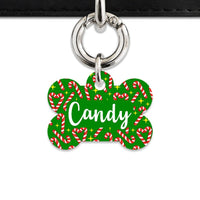 Bailey And Bone Pet Tag Bone / Silver Candy Canes Pet Tag