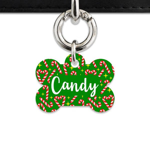 Bailey And Bone Pet Tag Bone / Silver Candy Canes Pet Tag