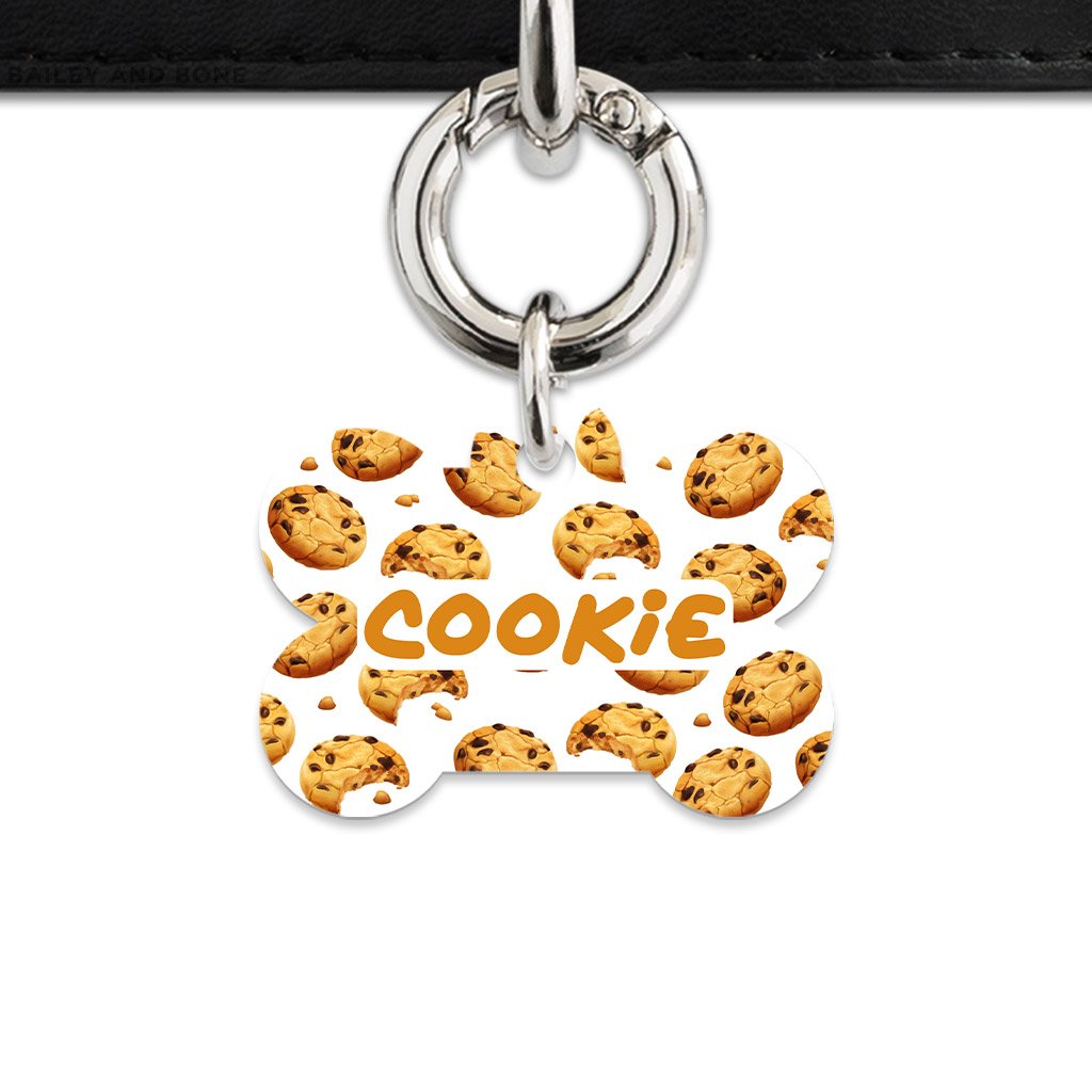 Bailey And Bone Pet Tag Bone / Silver Choc Chip Cookie Pet Tag