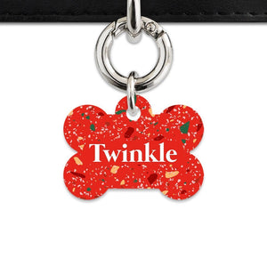 Bailey And Bone Pet Tag Bone / Silver Christmas Terrazzo Pet Tag