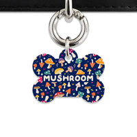 Bailey And Bone Pet Tag Bone / Silver Garden Mushrooms Pet Tag
