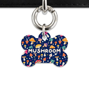 Bailey And Bone Pet Tag Bone / Silver Garden Mushrooms Pet Tag