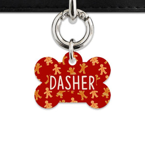Bailey And Bone Pet Tag Bone / Silver Gingerbread People Pet Tag
