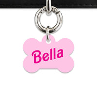 Bailey And Bone Pet Tag Bone / Silver Light Pink Barbie Pet Tag