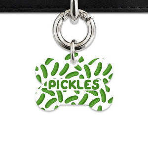 Bailey And Bone Pet Tag Bone / Silver Pickles Pattern Pet Tag