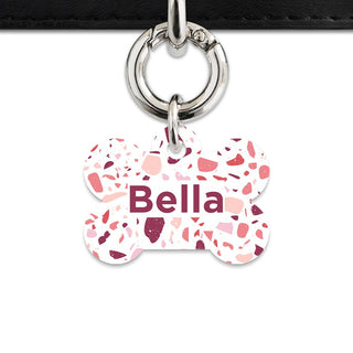 Bailey And Bone Pet Tag Bone / Silver Pink And White Terrazzo Pet Tag