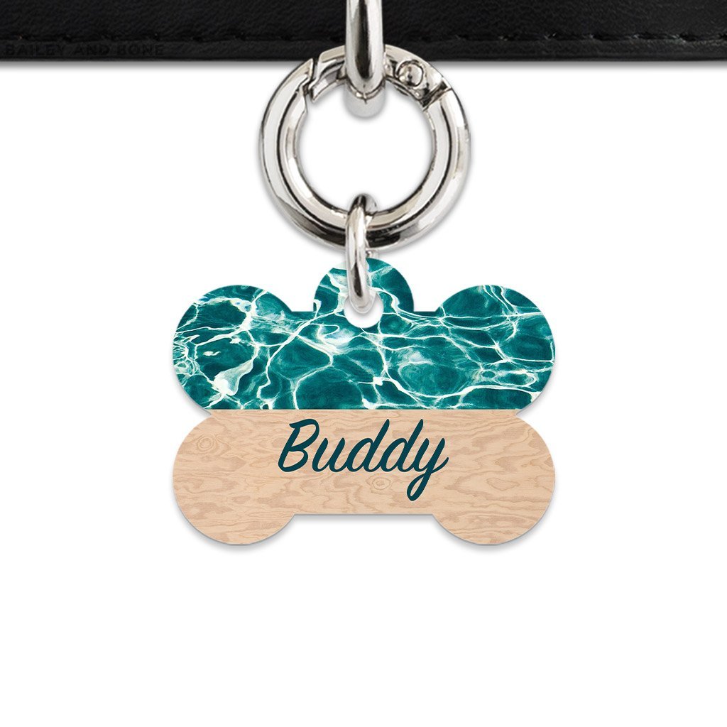 Bailey And Bone Pet Tag Bone / Silver Plywood And Water Pet Tag