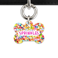 Bailey And Bone Pet Tag Bone / Silver Rainbow Sprinkles Pet Tag