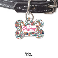 Bailey And Bone Pet Tag Bone Vintage Paisley Pattern Pet Tag