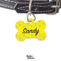 Bailey And Bone Pet Tag Bone Yellow Beach Palms Pet Tag